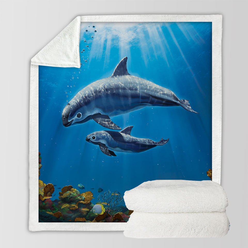 products/Marine-Life-Art-Coral-and-Vaquita-Sherpa-Blanket