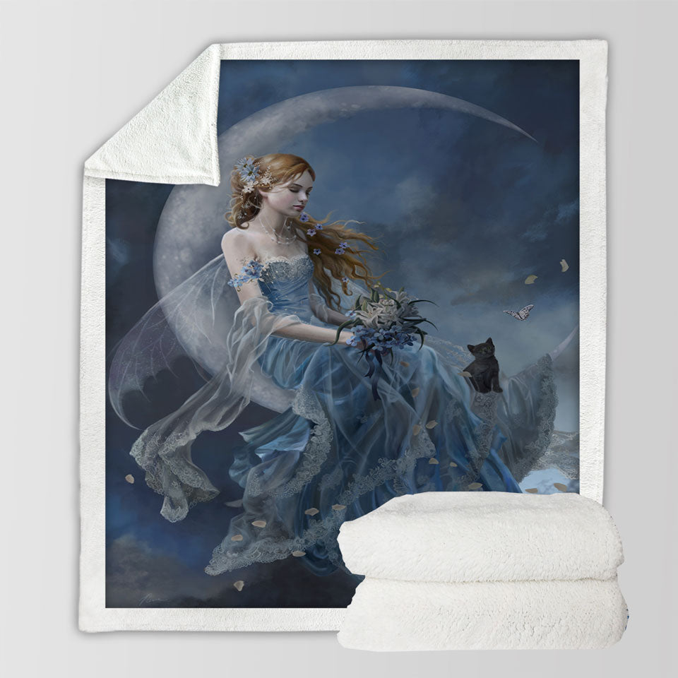 products/Melancholy-Beautiful-Moon-Fairy-in-Blue-Lightweight-Blankets
