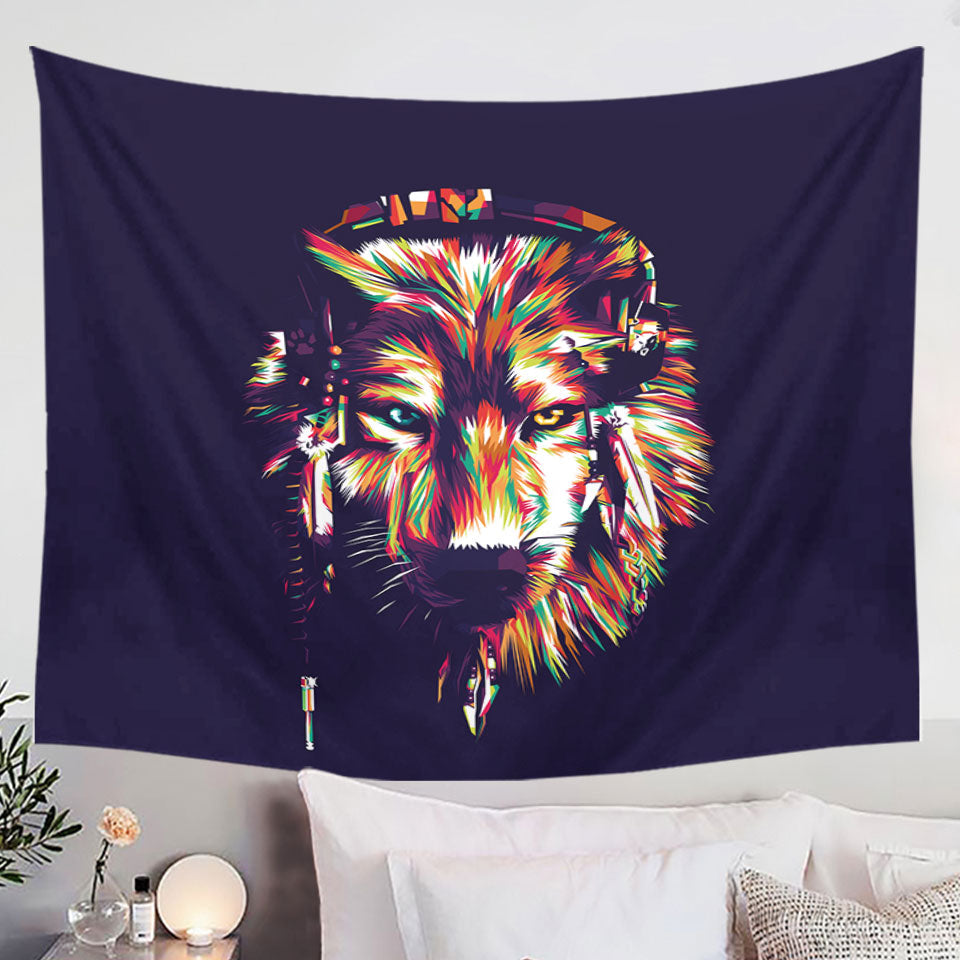 Men's Wall Decor Colorful Artistic Wolf