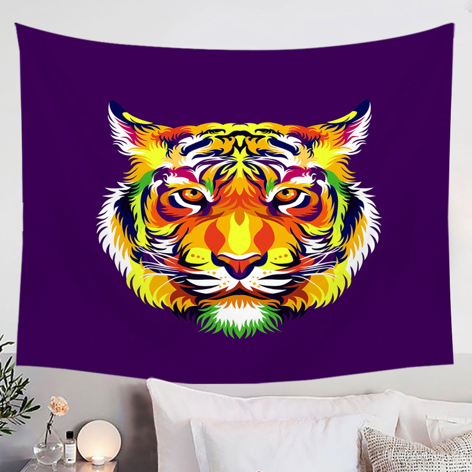 Men's Wall Decor Tapestry with Tough Tiger Head