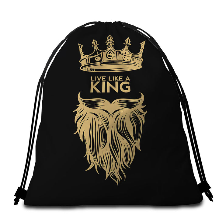 Mens Beach Towels and Bags Set Design Live Like a King