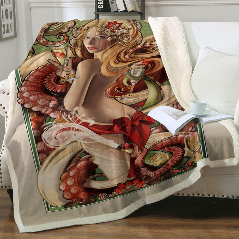products/Mens-Blankets-Art-Champagne-Cthulhu-and-Sexy-Woman