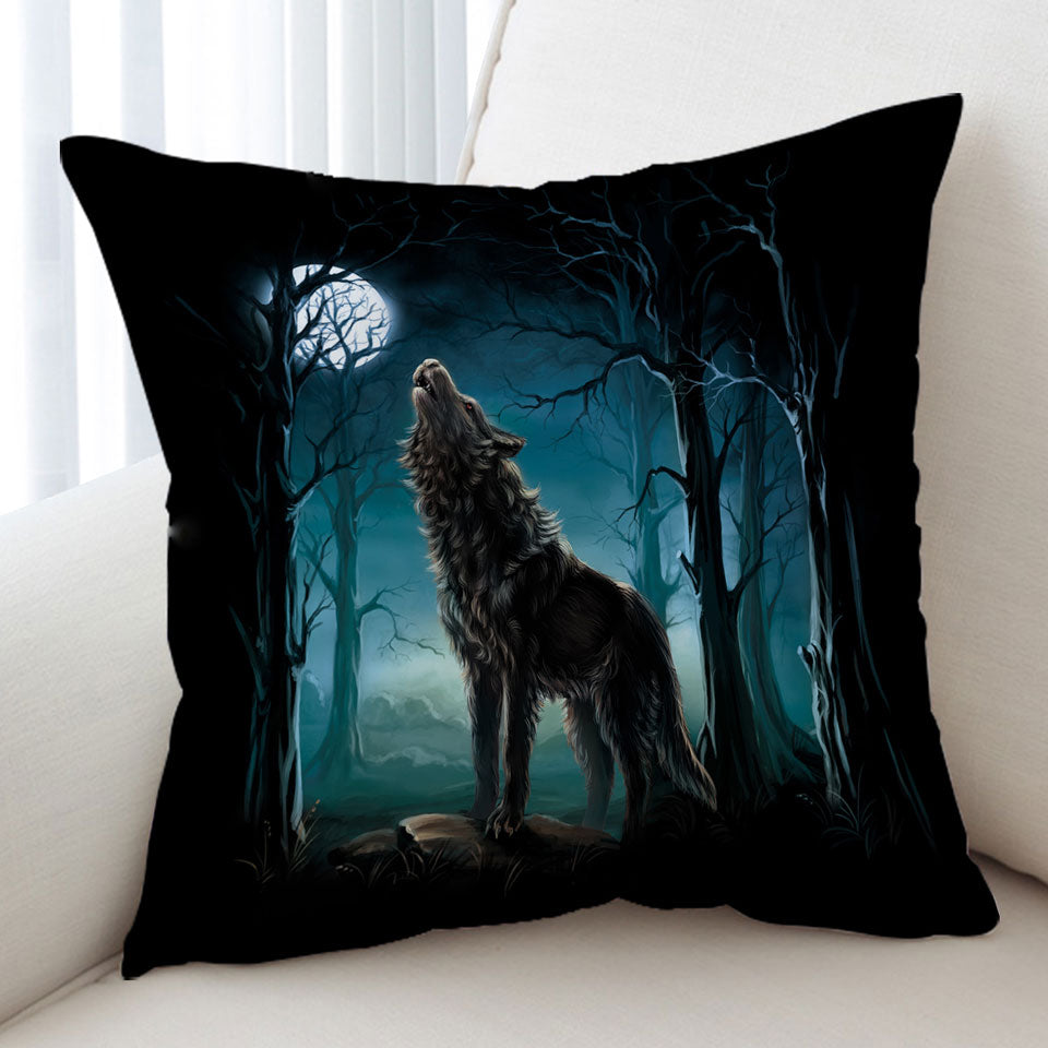 Mens Cushion Covers A Wolf Howls at a Moon