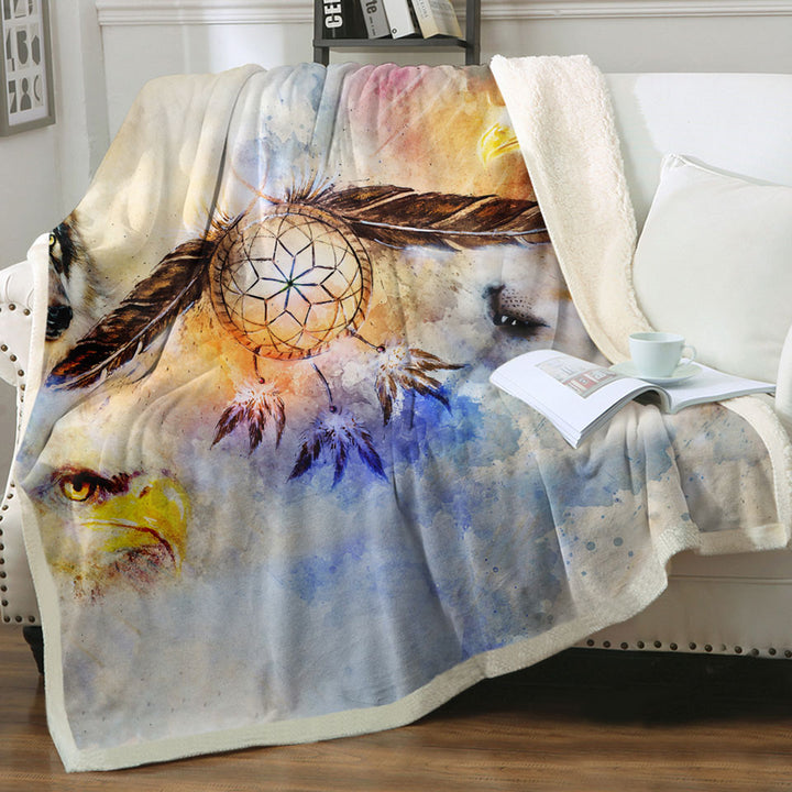 Mens Decorative Throws with North American Wildlife and Dream Catcher