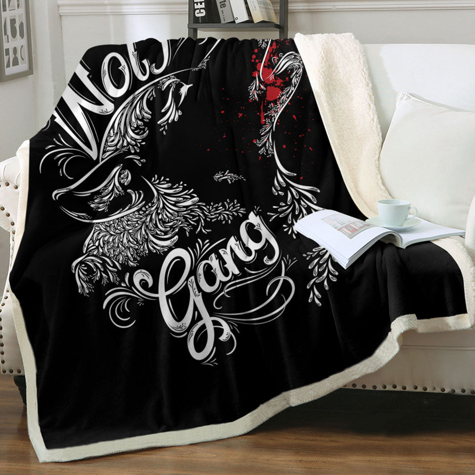 Mens Throw Blankets with Wolf Gang