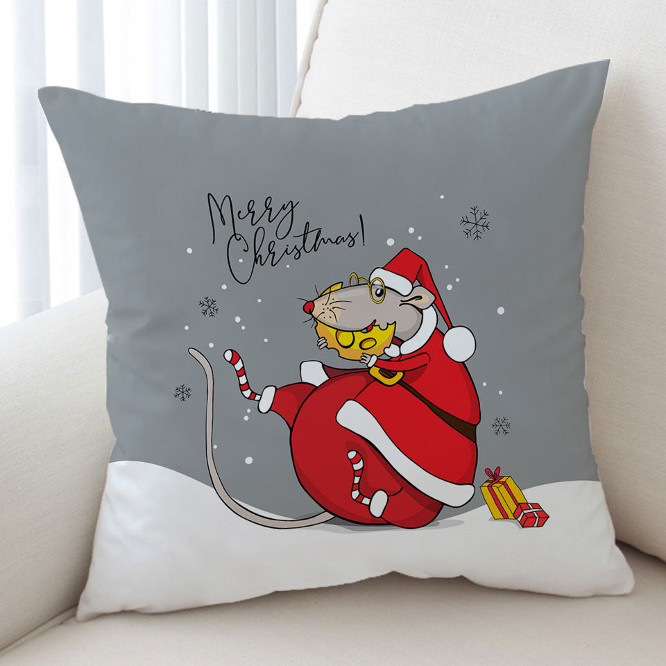 Merry Christmas Cushion Covers Funny Rat Santa Claus