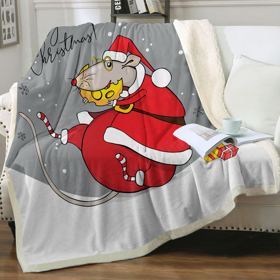Merry Christmas Throws Funny Rat Santa Claus