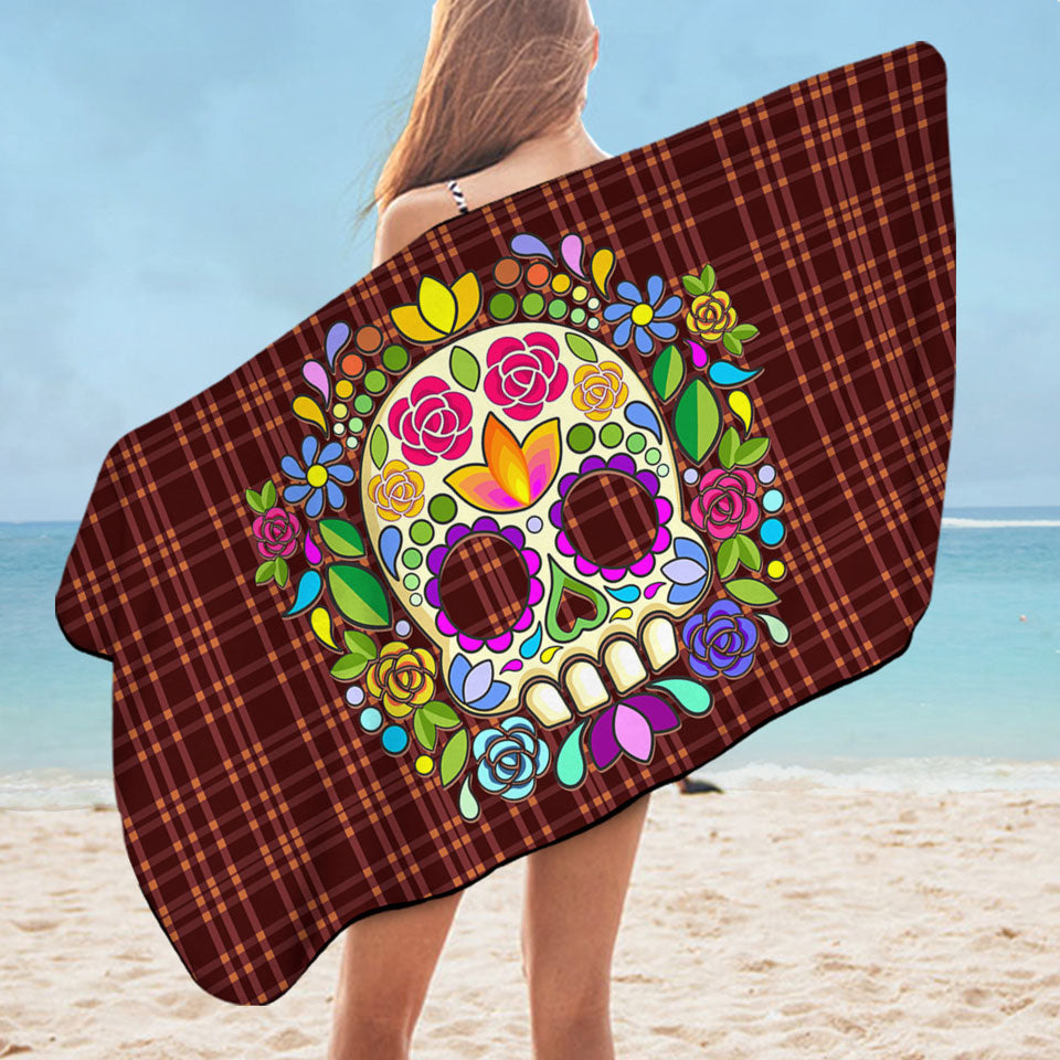 Mexican Sugar Skull Beach Towel