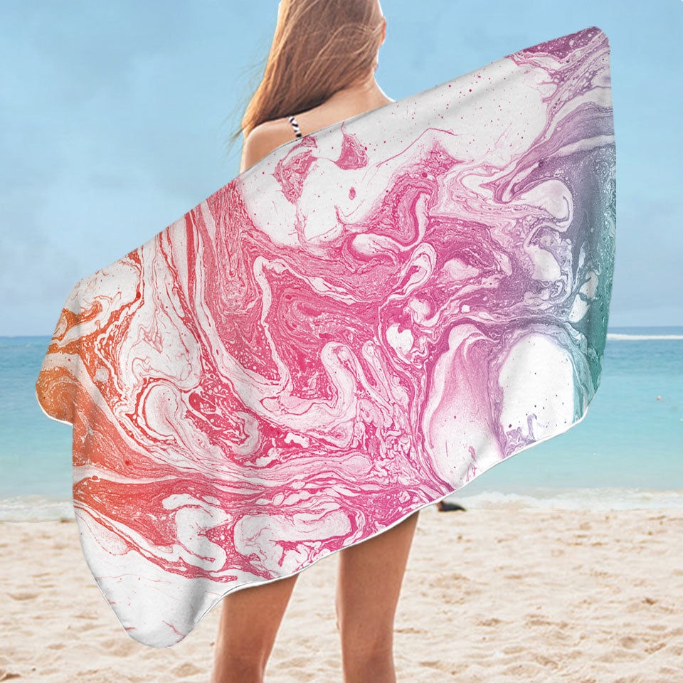 Microfiber Beach Towel of Purplish Marble