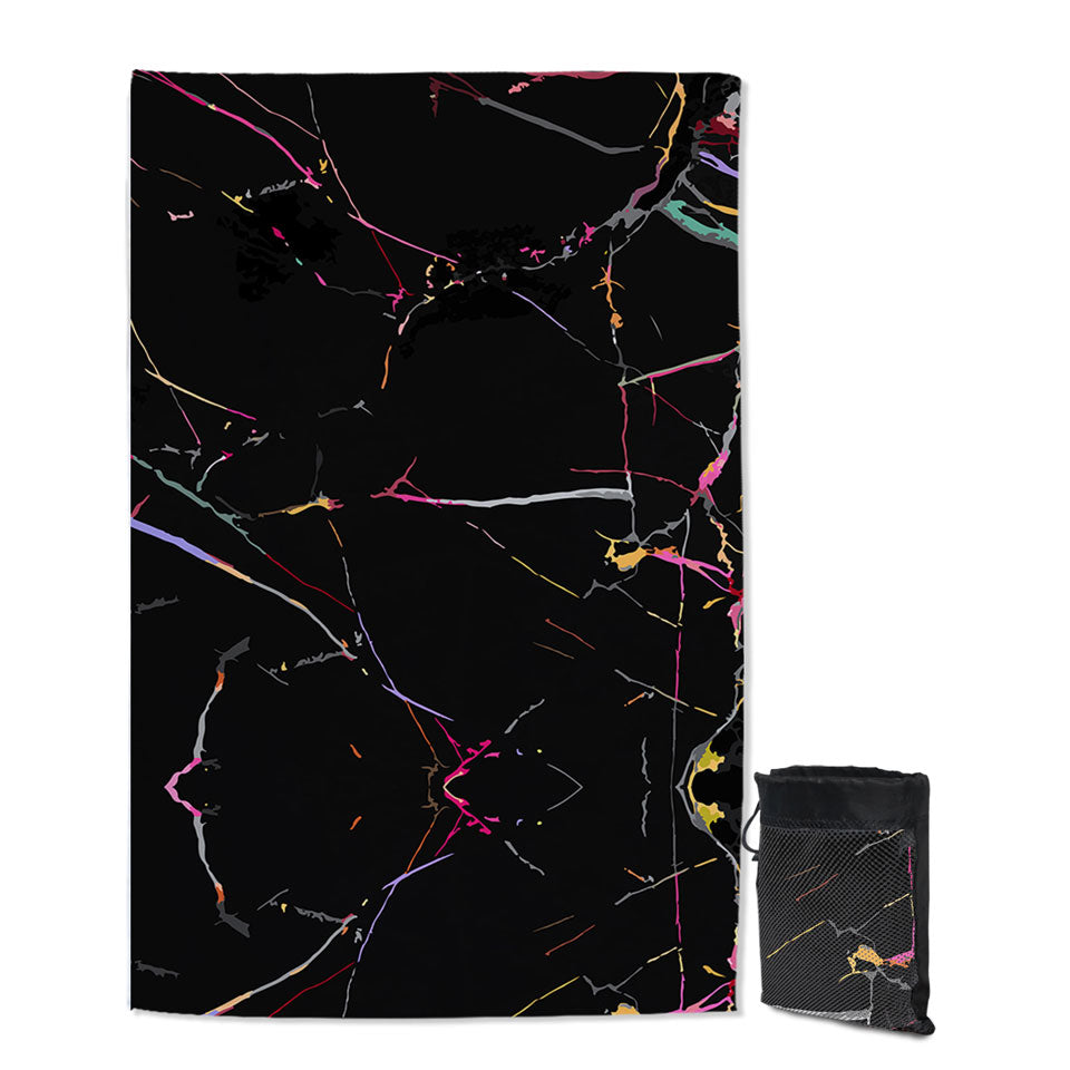 Microfiber Towels For Travel Features Multi Colored Cracks over Black
