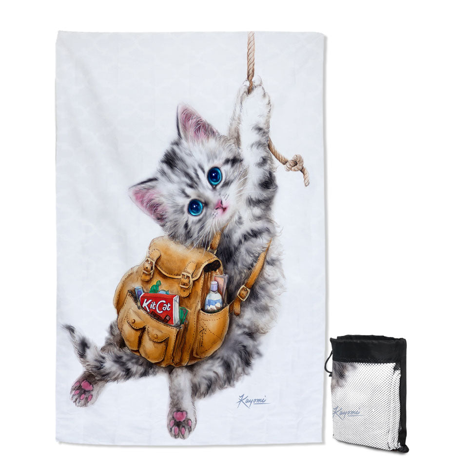 Microfiber Towels For Travel Funny Cute Cats Designs Hang in There Kitten