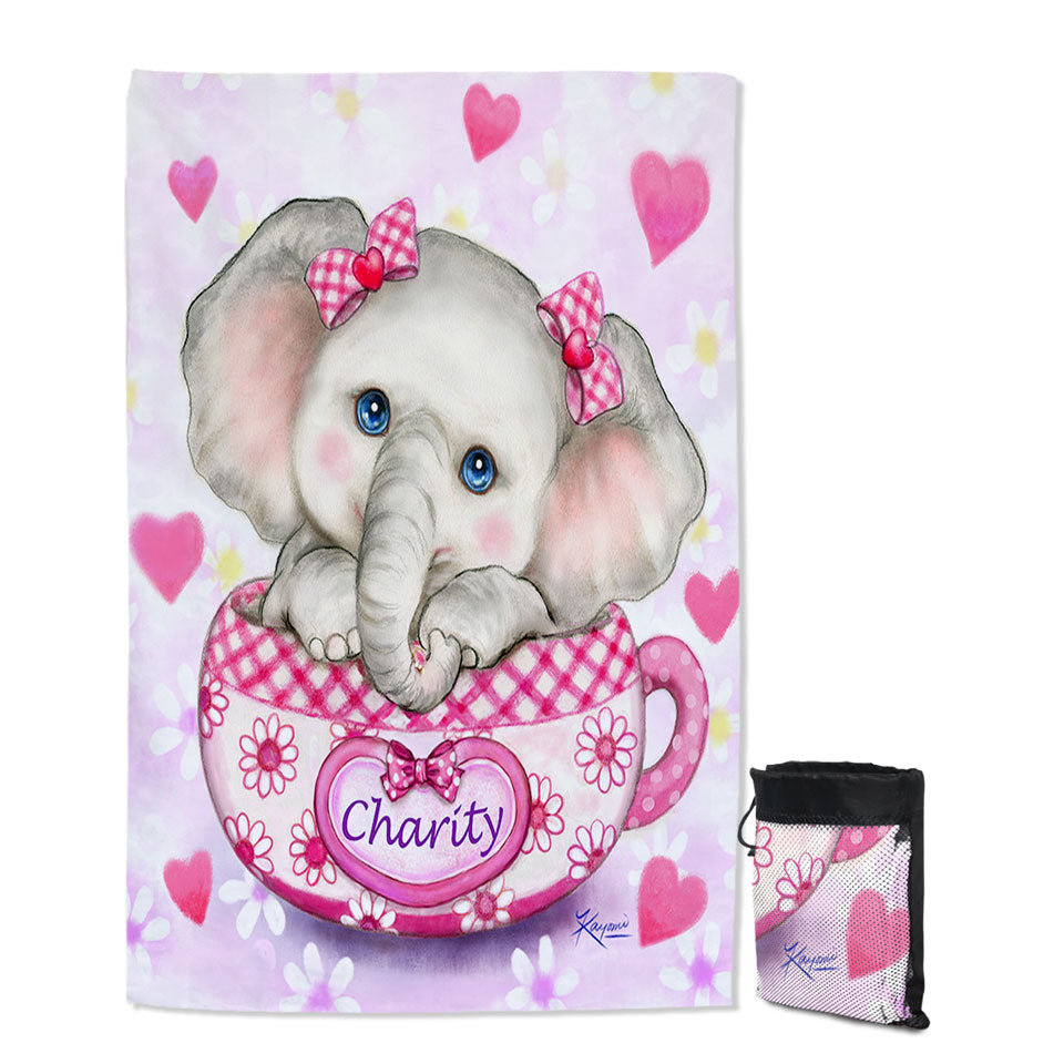 Microfiber Towels for Travel to Kids Inspiring Design Cute Girly Elephant