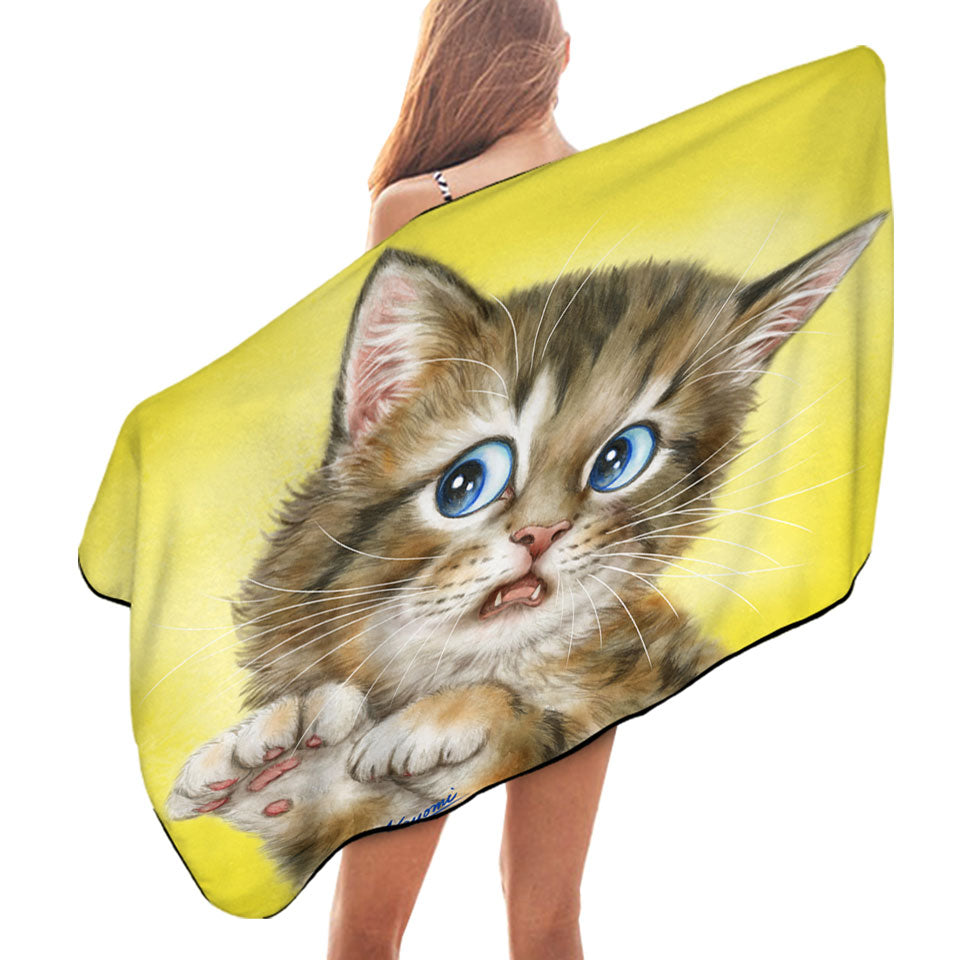 Microfibre Beach Towels Designs for Kids Adorable Tabby Kitty Cat
