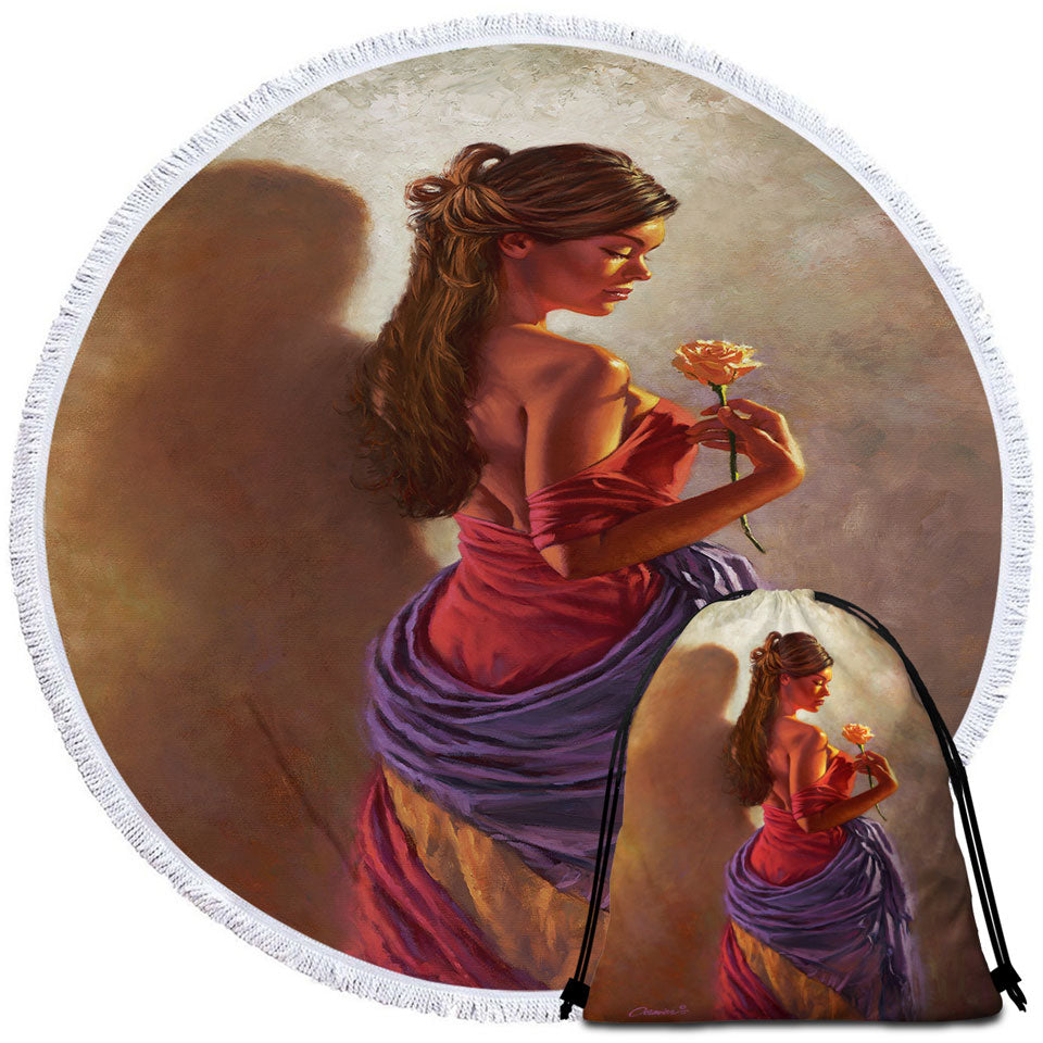 Microfibre Beach Towels with Beautiful Spanish Woman and Rose