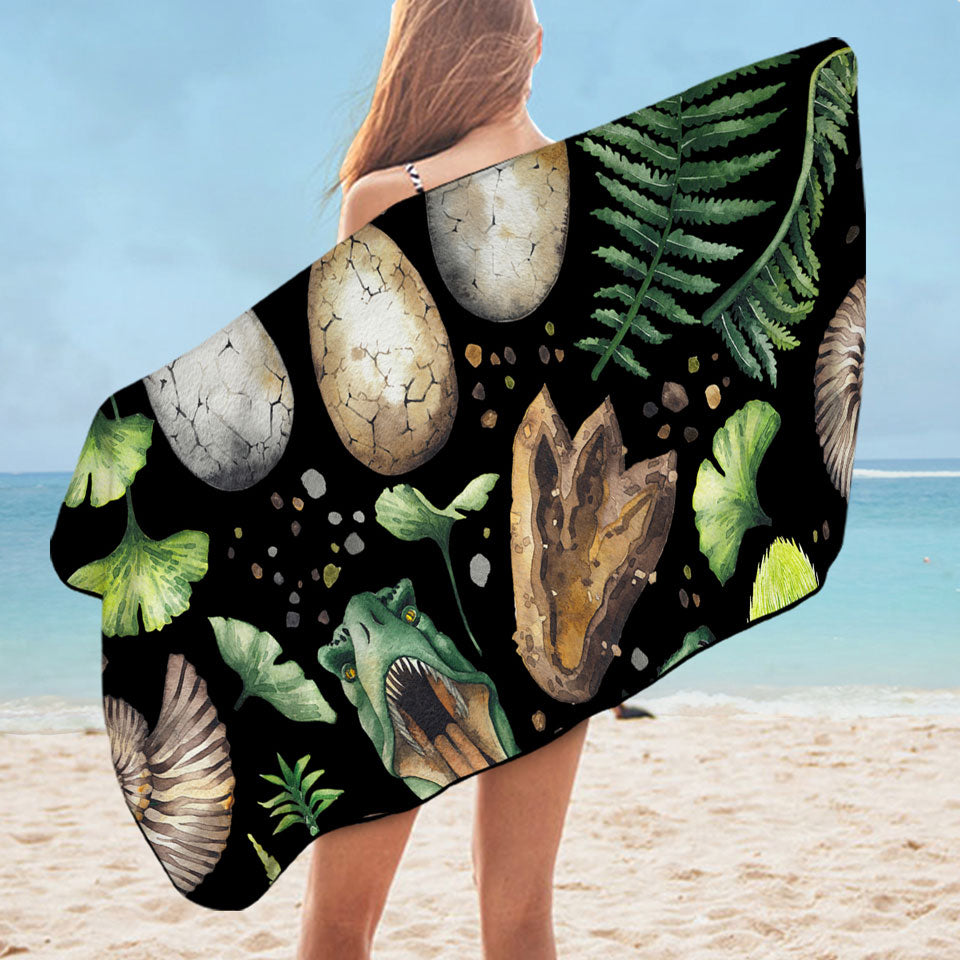 Microfibre Beach Towels with Dinosaur and Dinosaur Eggs