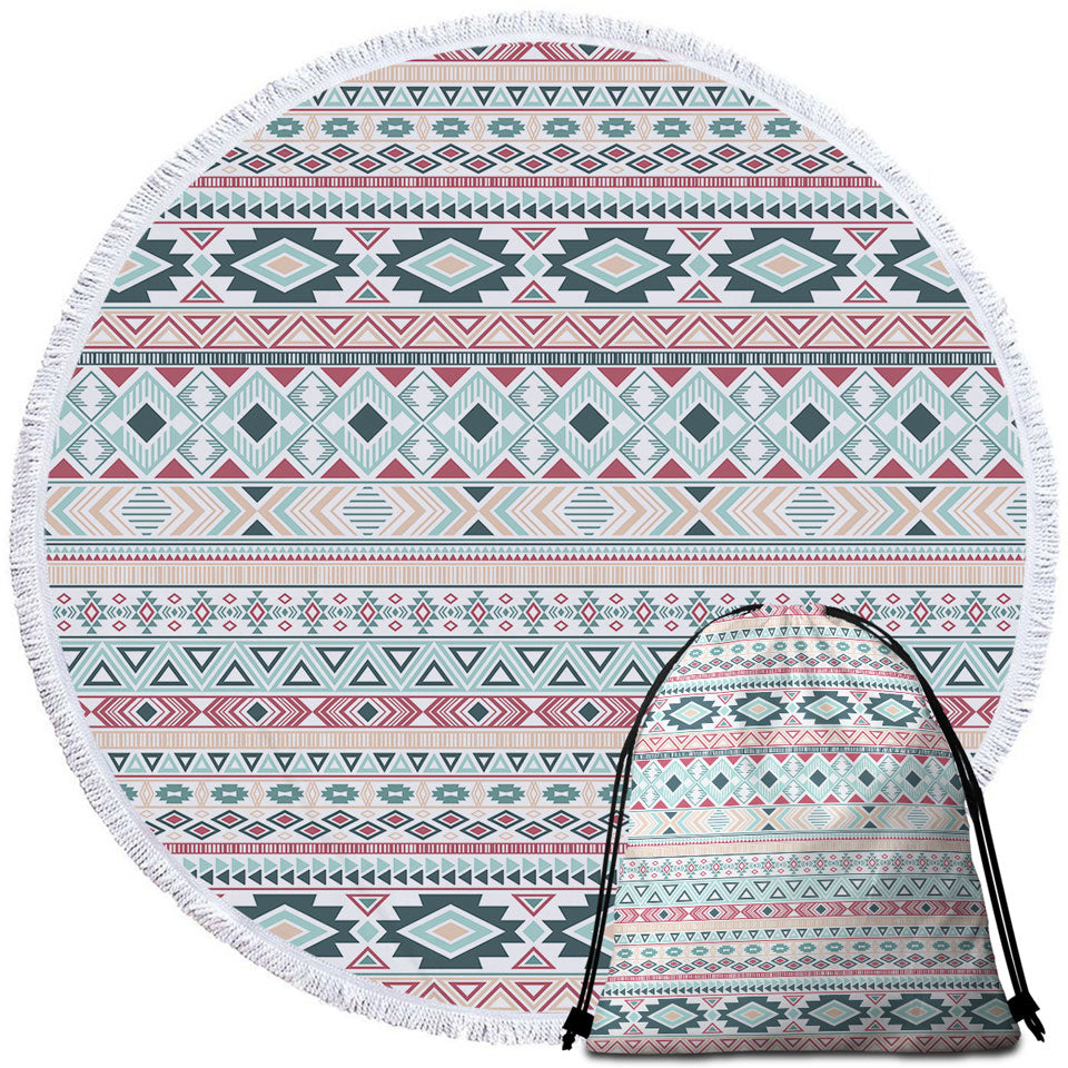 Mint Hues Aztec Stripes Beach Towels