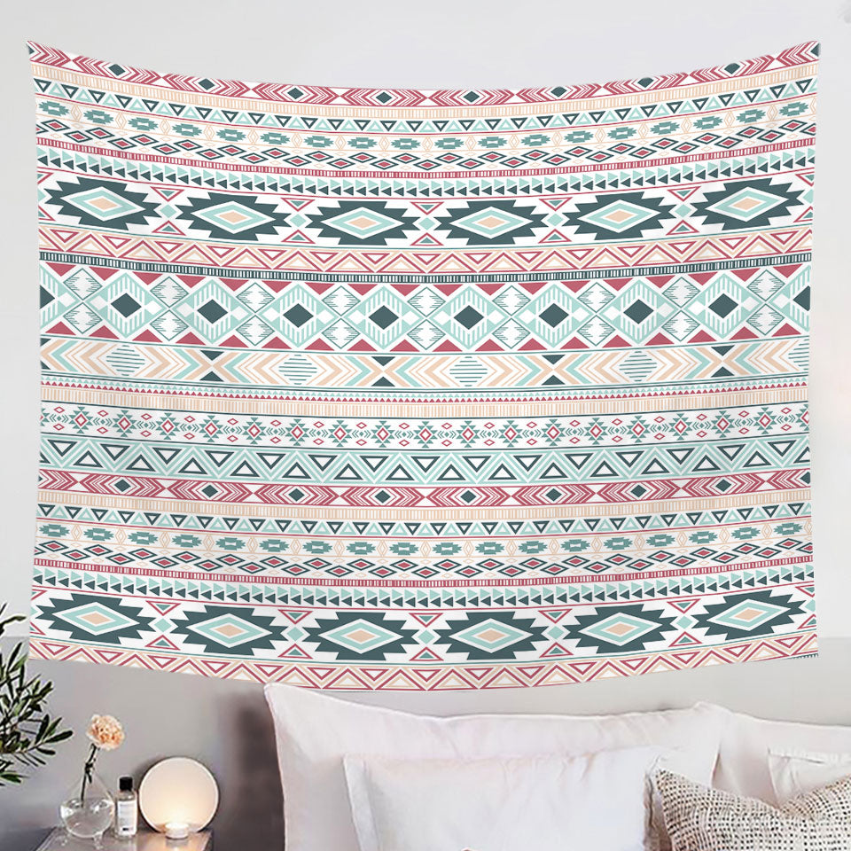 Mint Hues Wall Decor Tapestry Aztec Stripes