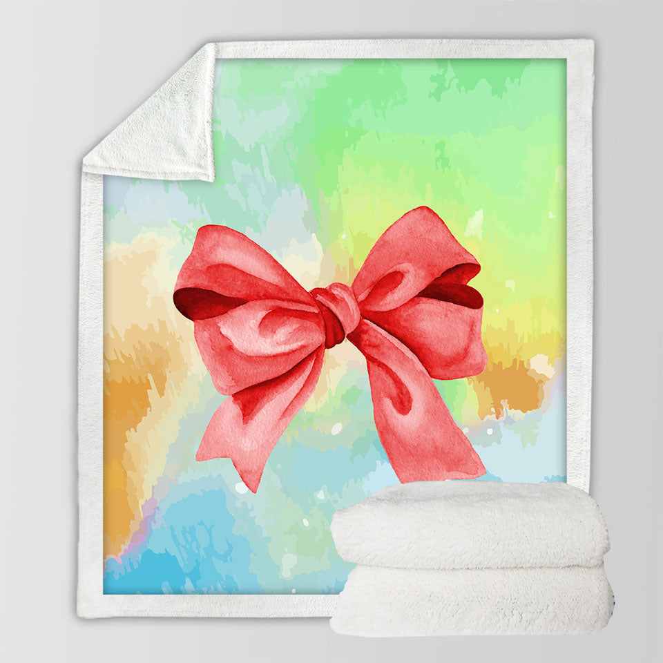 Modern Throws Red Ribbon over Pastel Colors