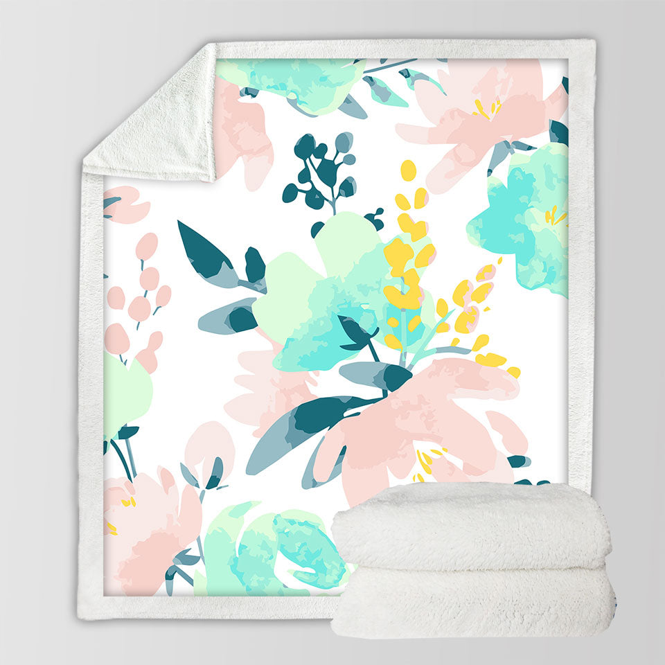 Modest Drawing Decorative Throws Soft Colored Flowers