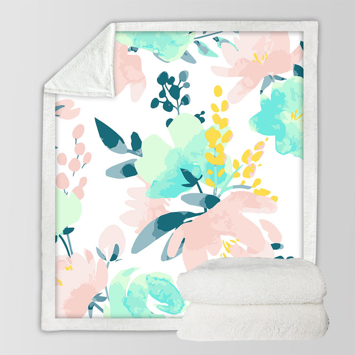 Modest Drawing Decorative Throws Soft Colored Flowers