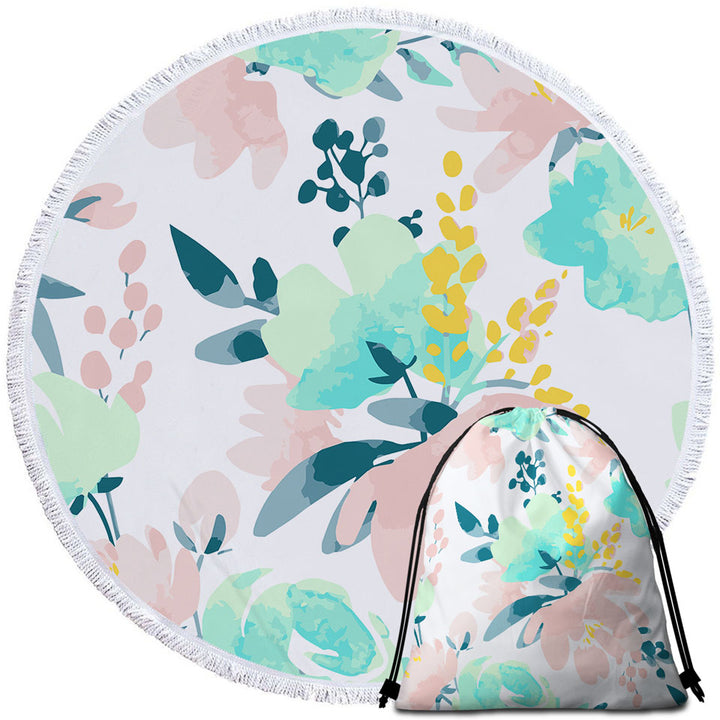 Modest Drawing Travel Beach Towel Soft Colored Flowers