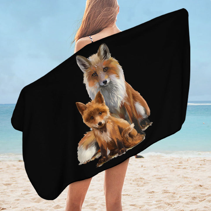 Mom and Cub Fox Pool Towels