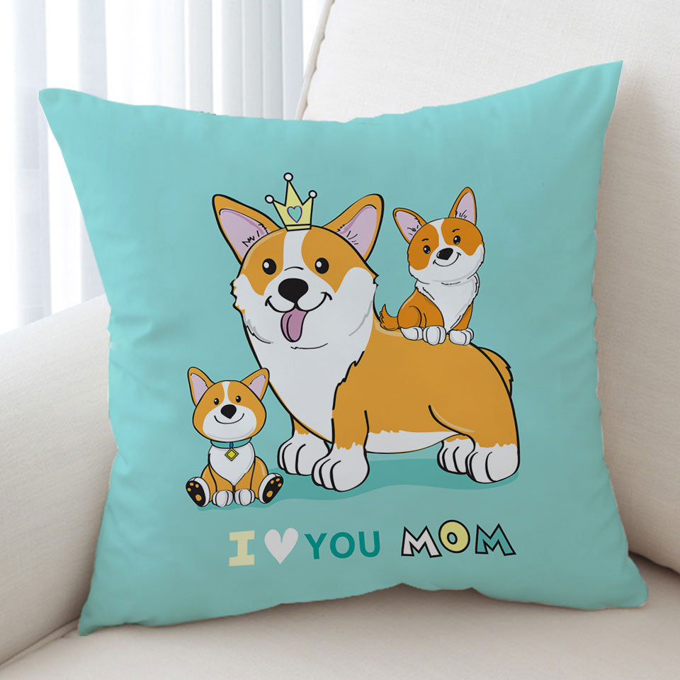 Mom and Puppies Cute Corgi Dog Cushion Covers