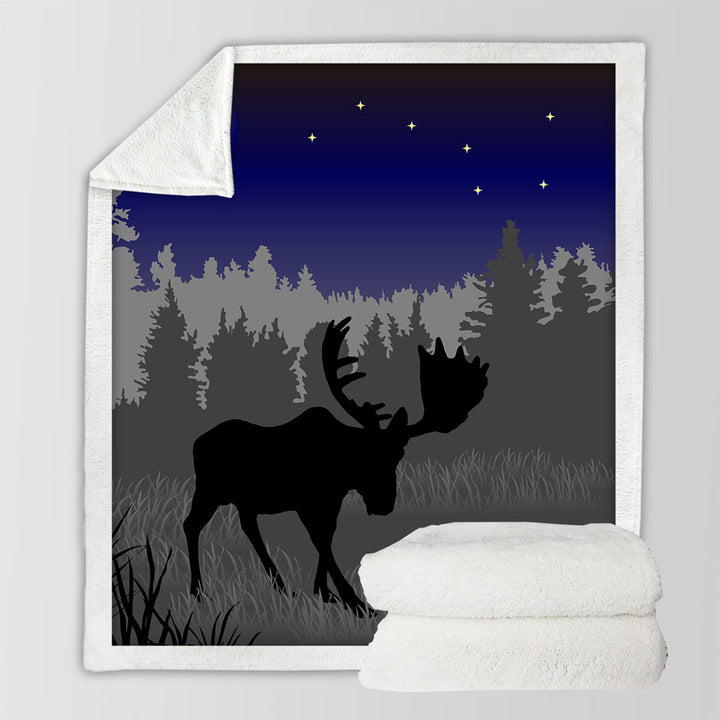 Moon Light Moose Animal Throw Blanket