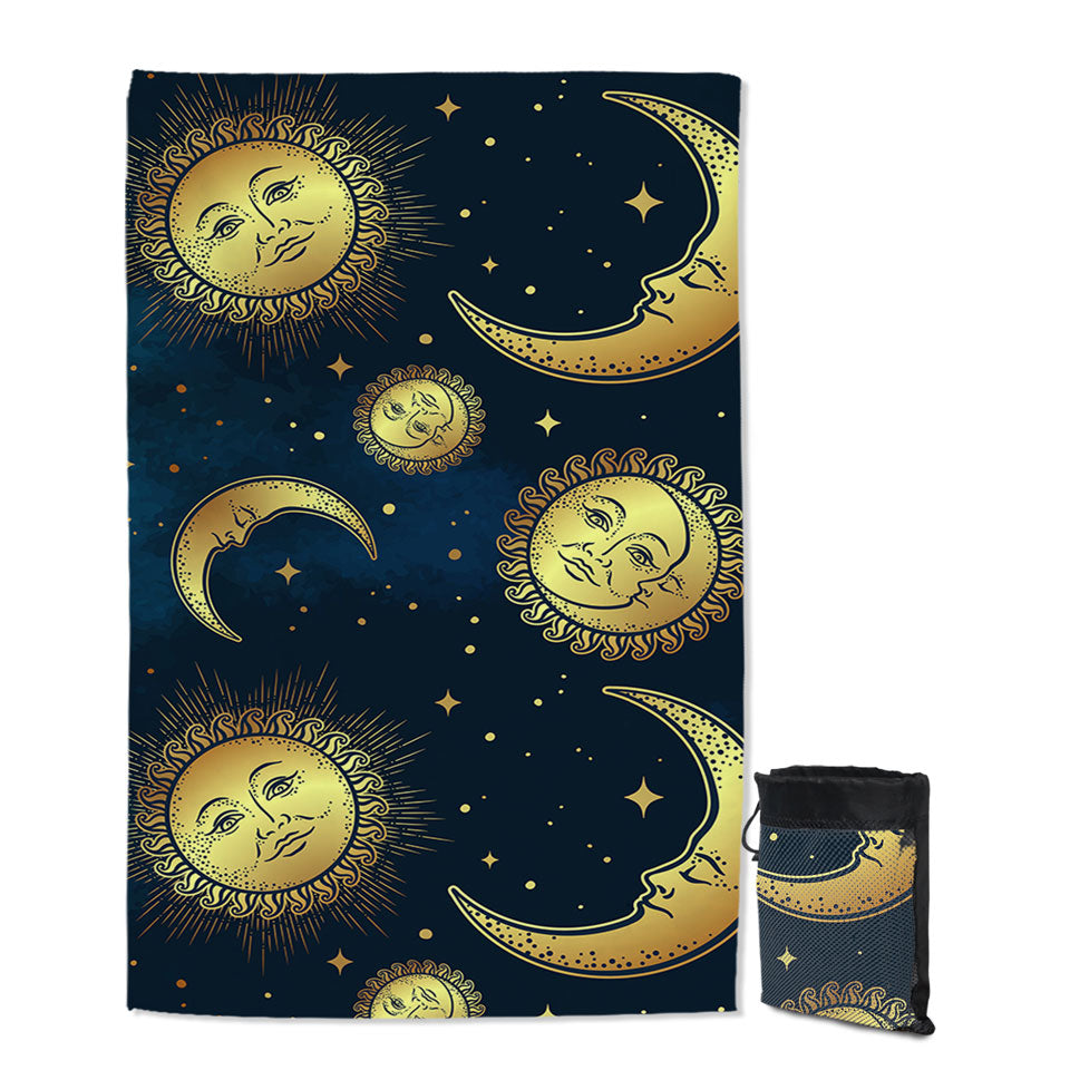 Moon and Sun in Space Cool Beach Towels