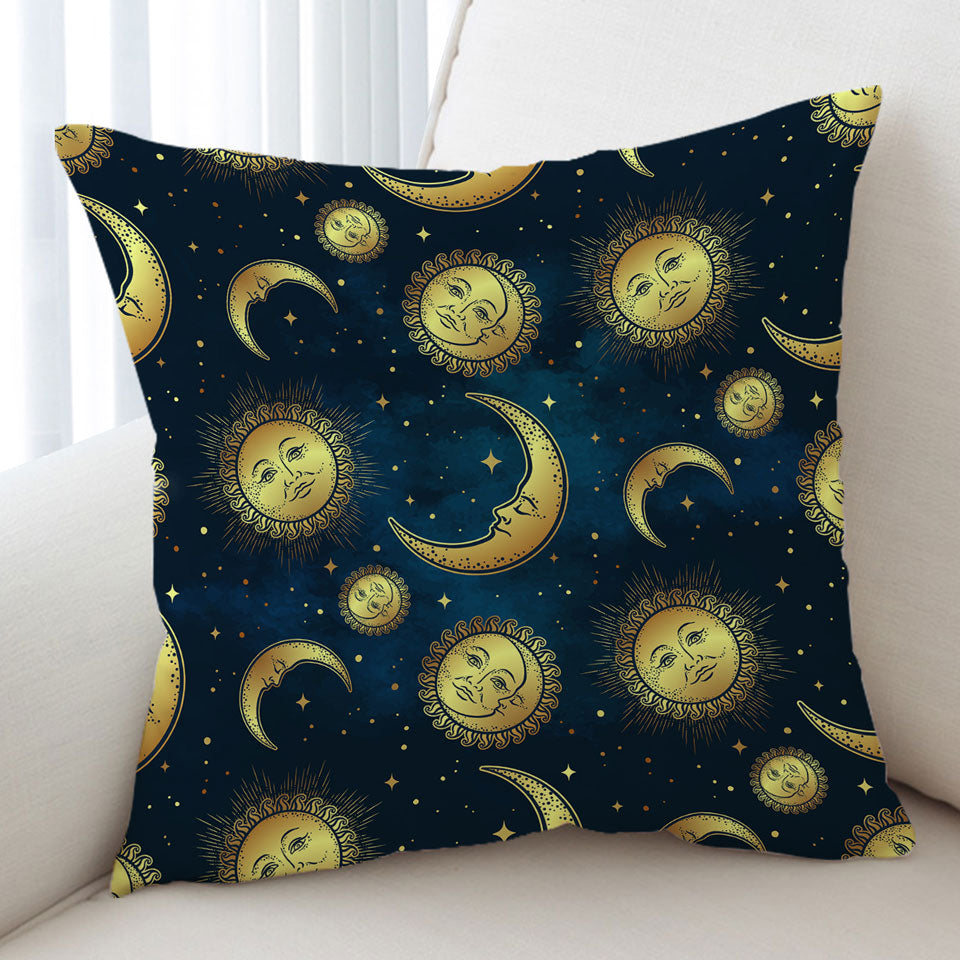 Moon and Sun in Space Cushion Covers