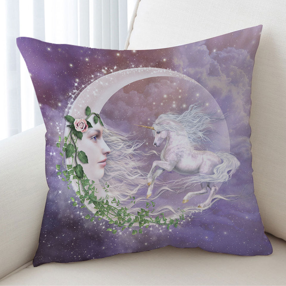 Moonicorn Fantasy Art the Moon and Unicorn Sofa Pillows