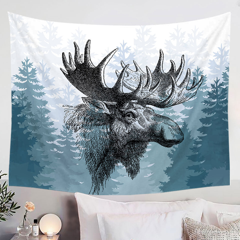 Moose Drawing Wall Art
