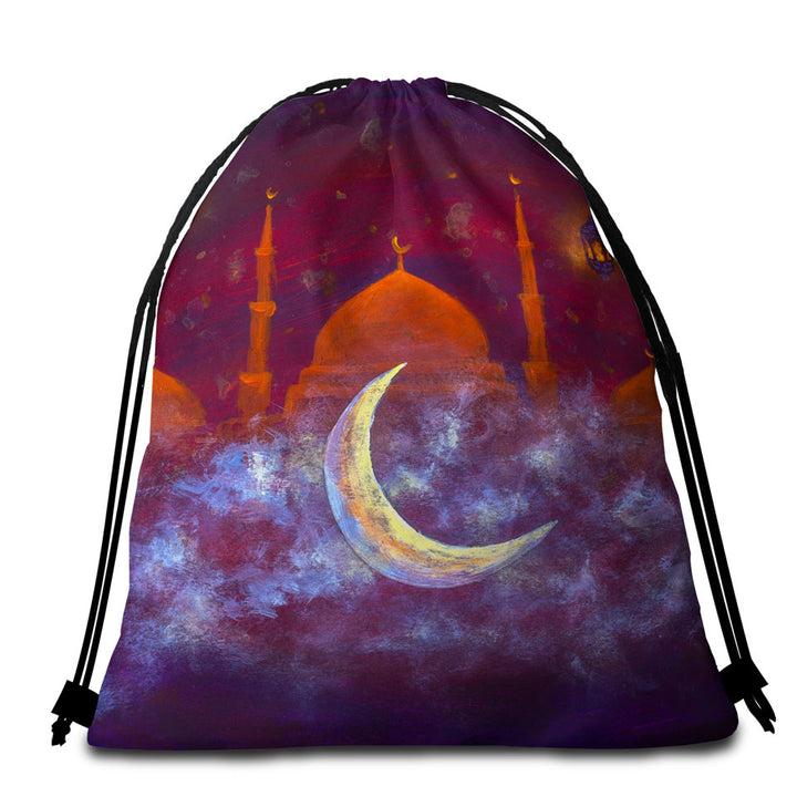 Mosque and Crescent Moon Beach Towel Bags