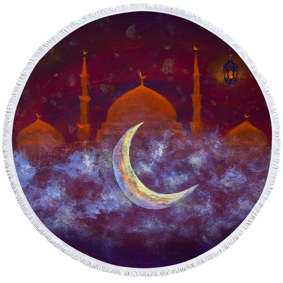 Mosque and Crescent Moon Beach Towels