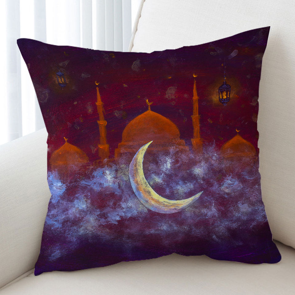 Mosque and Crescent Moon Cushion Cover