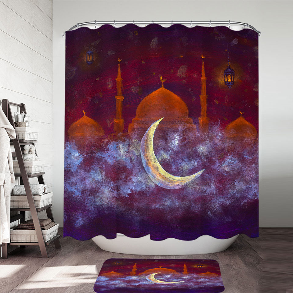 Mosque and Crescent Moon Shower Curtain