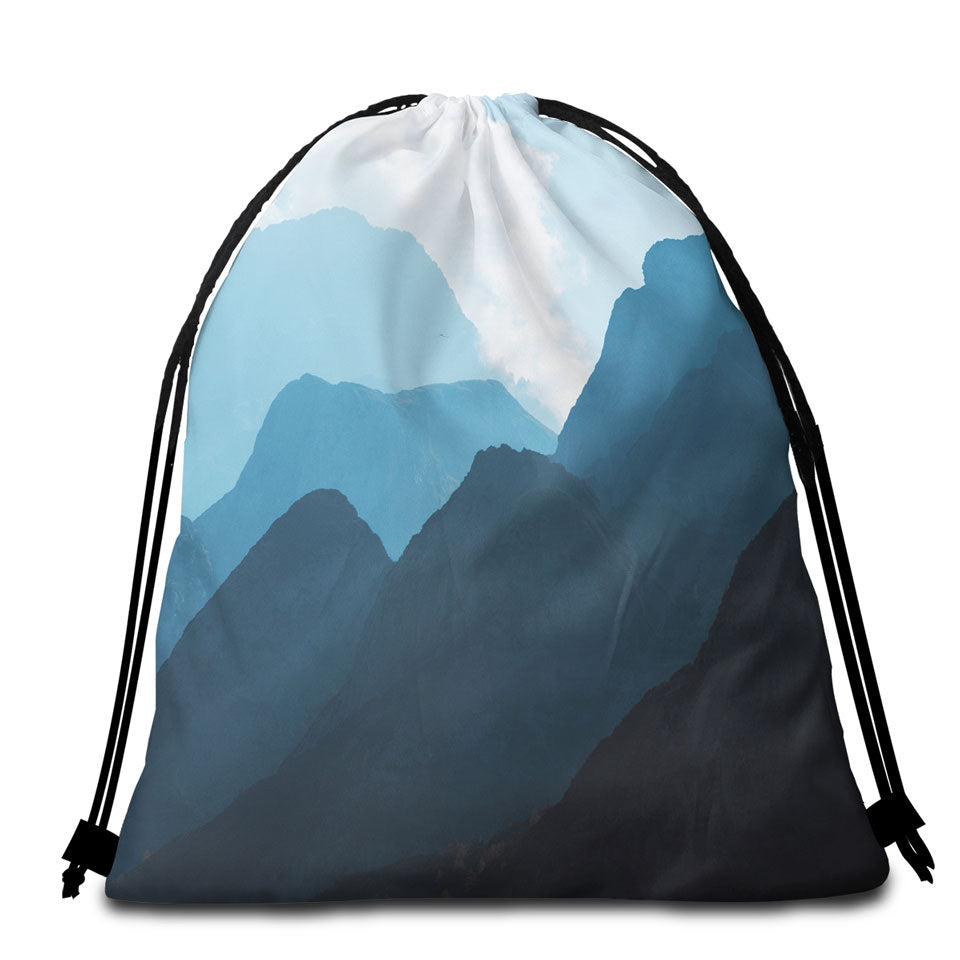 Mountain Range Beach Towel Bags