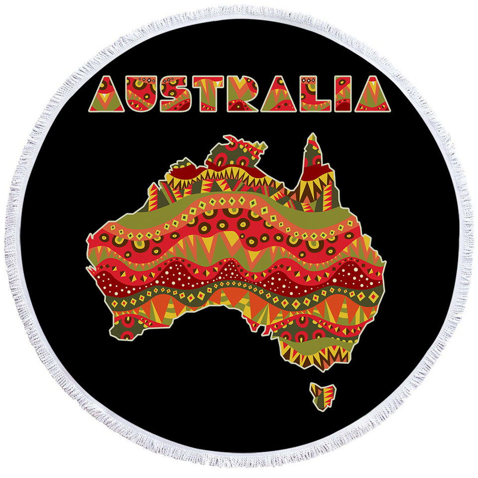 Multi Colored Aboriginal Design Beach Towels Australia Continent