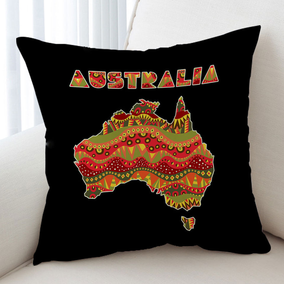 Multi Colored Aboriginal Design Cushion Australia Continent