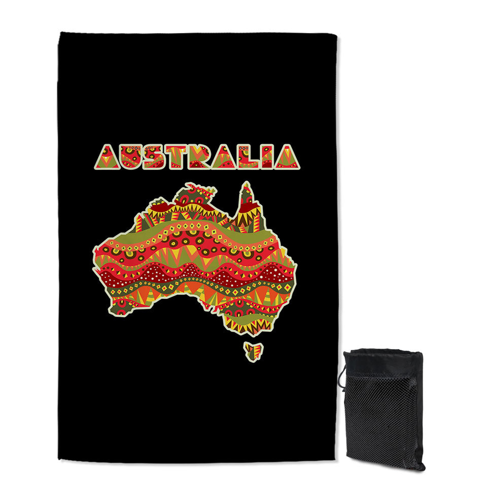 Multi Colored Aboriginal Design Giant Beach Towel Australia Continent