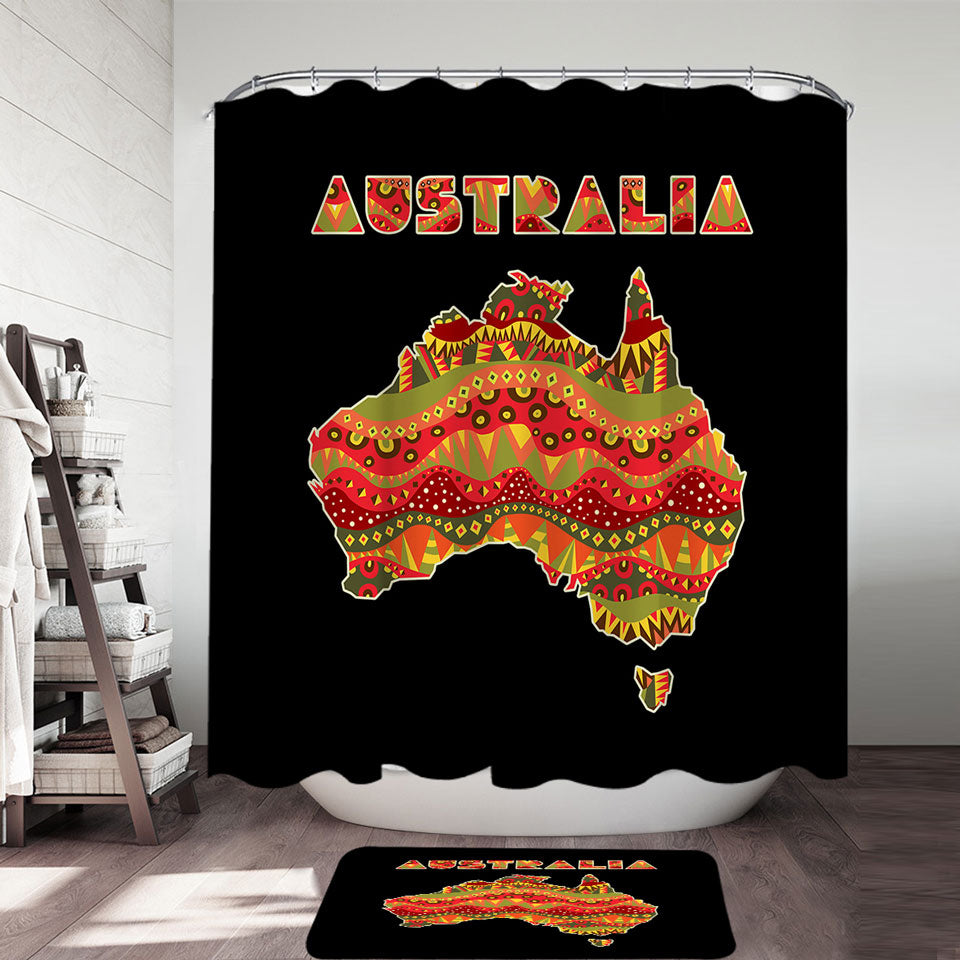 Multi Colored Aboriginal Design Shower Curtain Australia Continent
