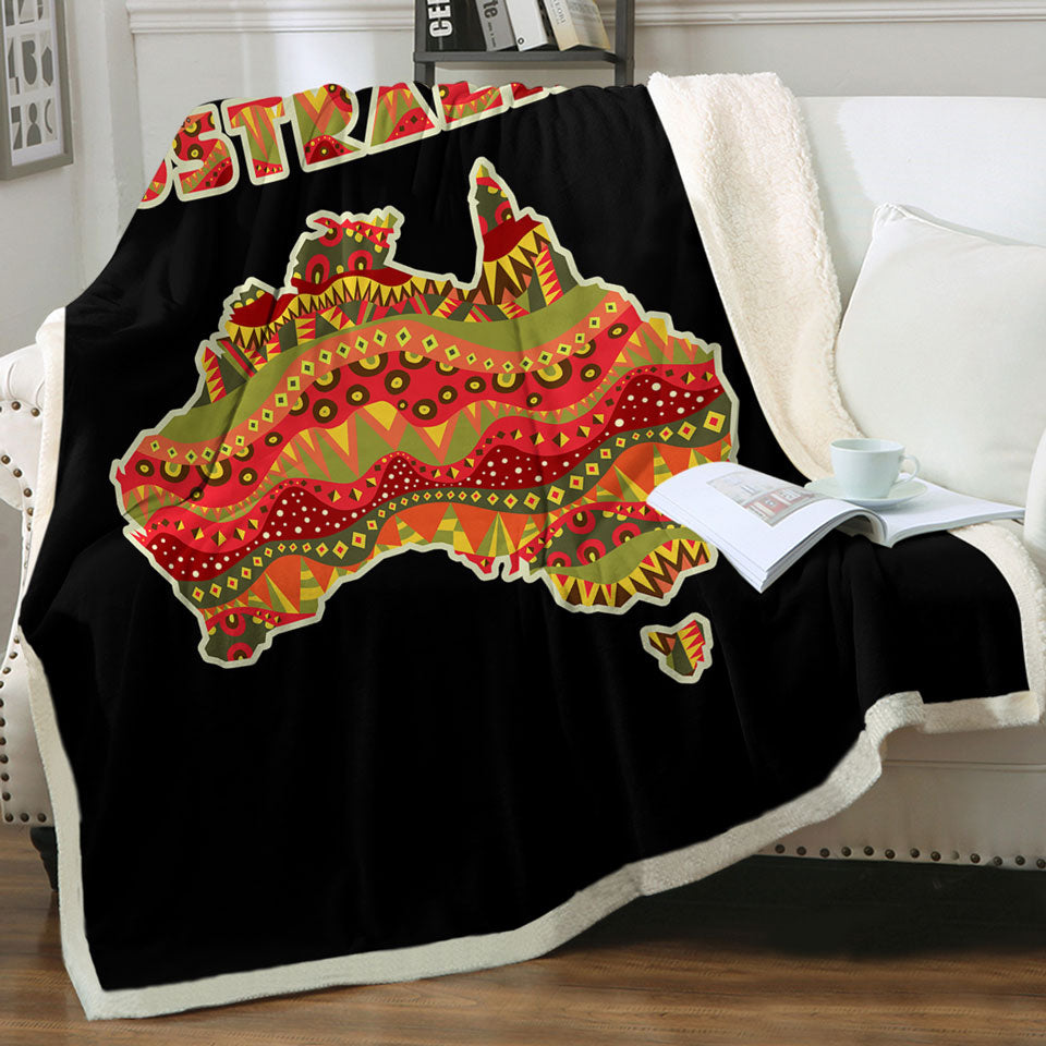 Multi Colored Aboriginal Design Throws Australia Continent