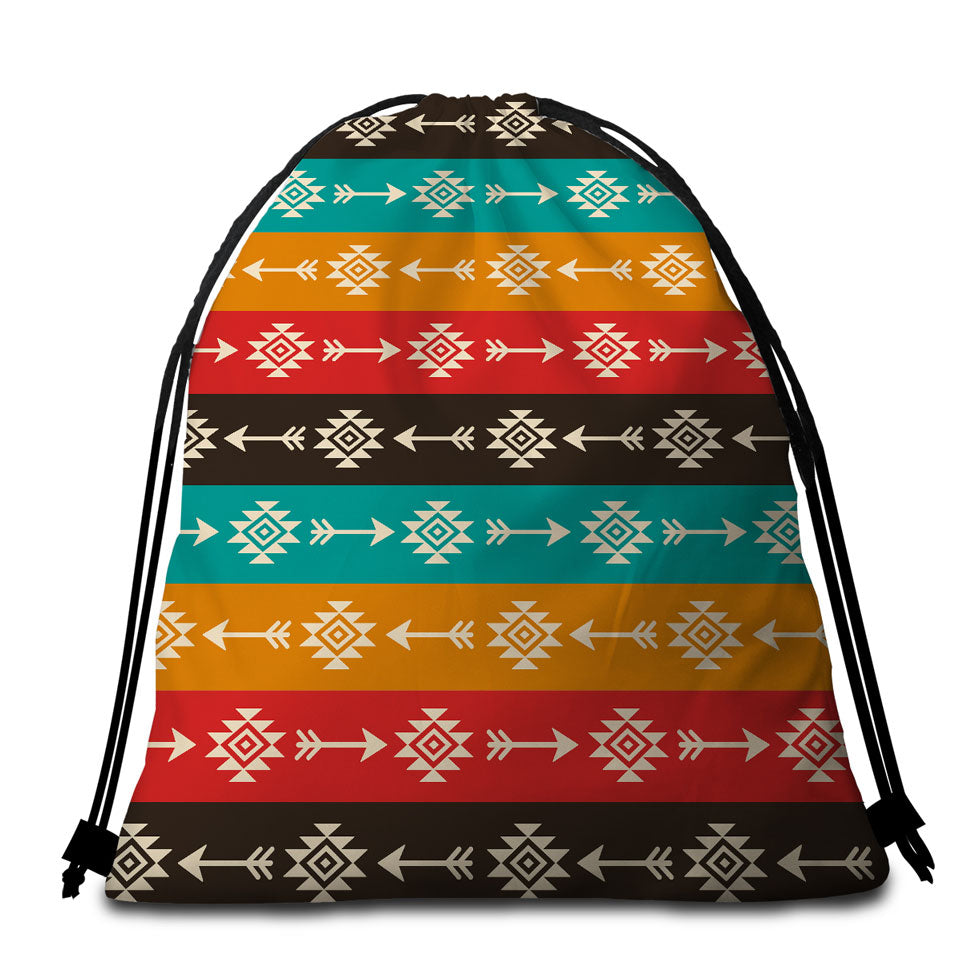 Multi Colored Aztec Beach Towel Bags