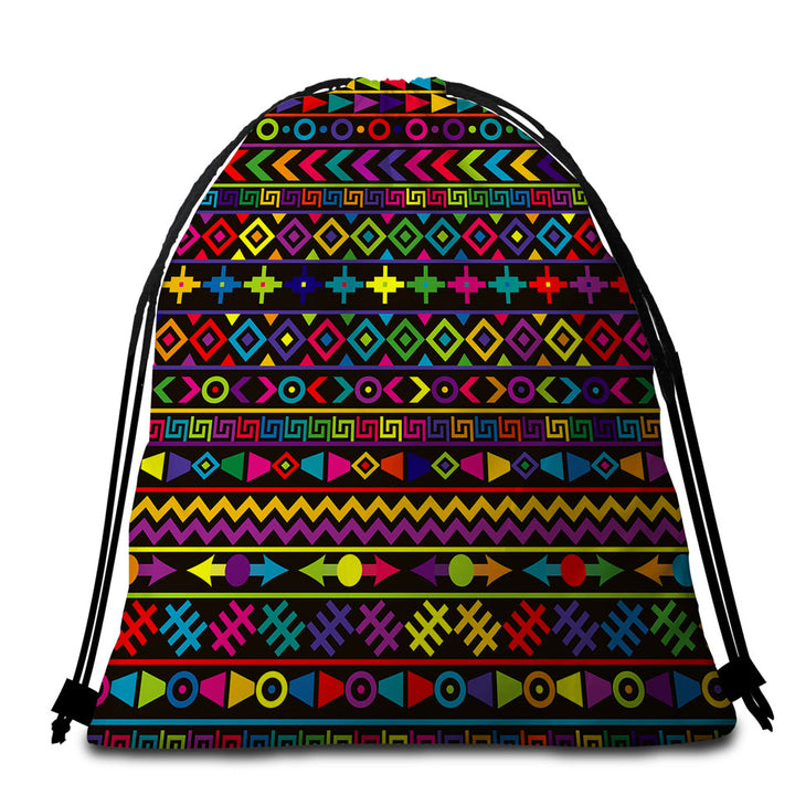 Multi Colored Beach Bags and Towels Geometric Pattern