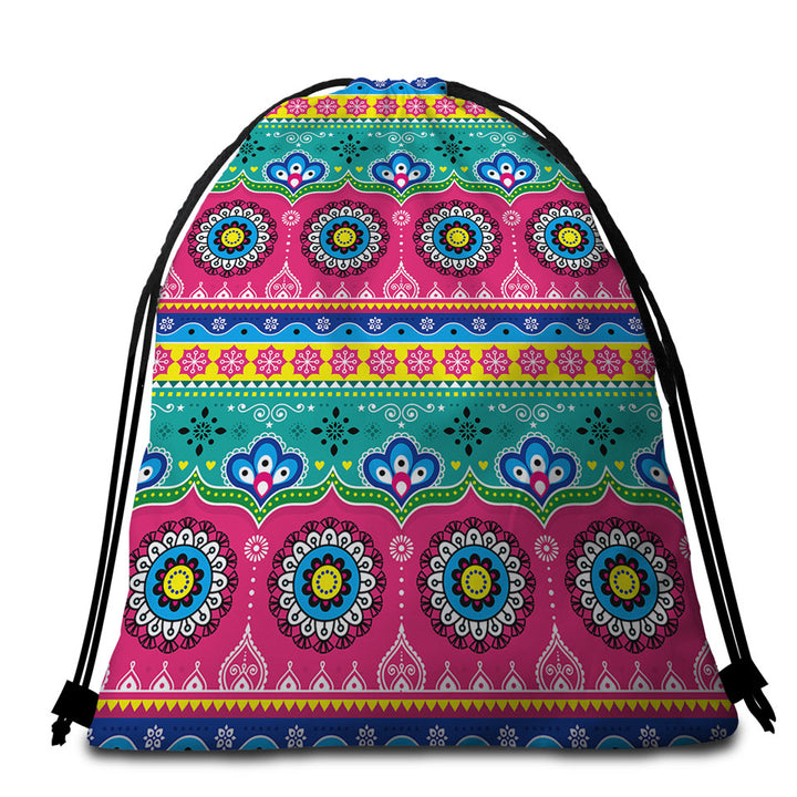 Multi Colored Beach Towel Bags Festive Oriental Design