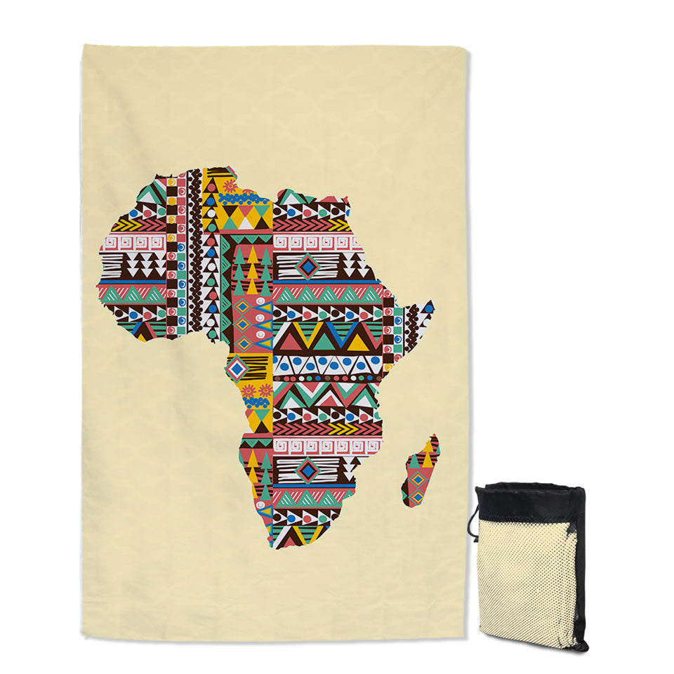 Multi Colored Beach Towels with Patterns on Africa Map