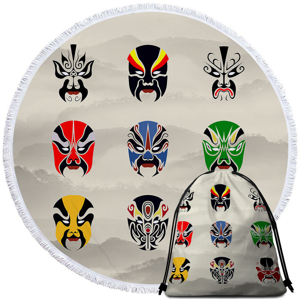 Multi Colored Big Beach Towels Warrior Masks