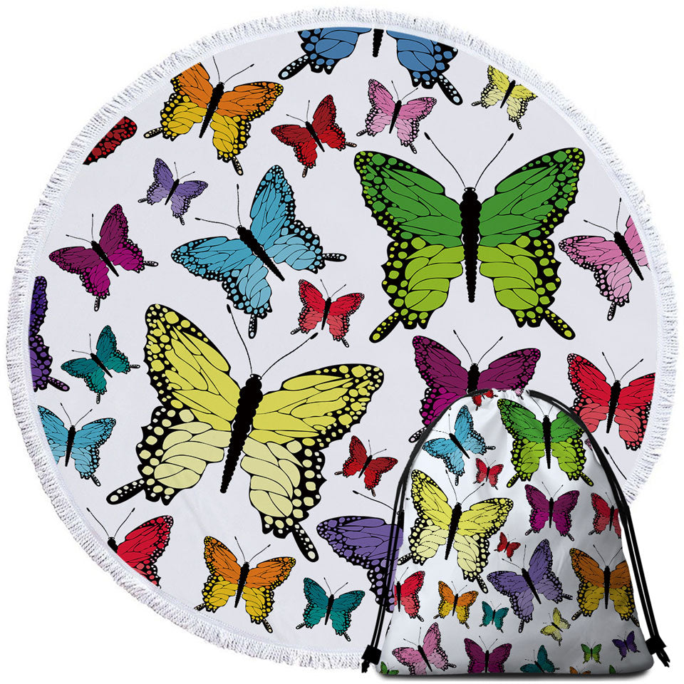 Multi Colored Big Beach Towels with Butterflies
