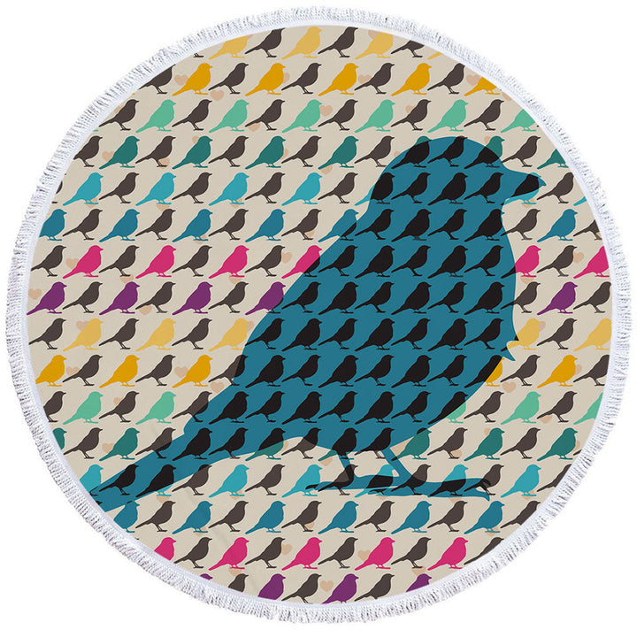Multi Colored Bird Pattern Beach Towels