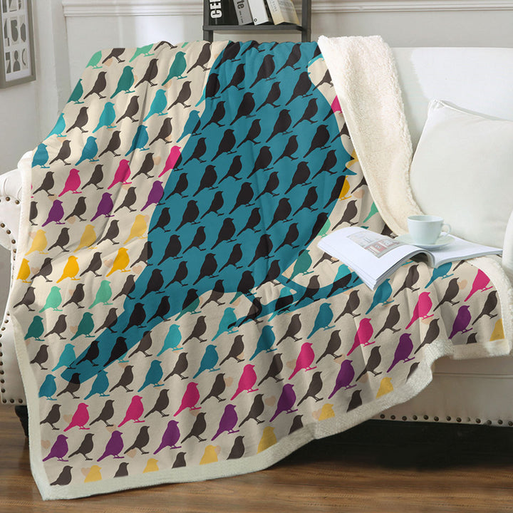 Multi Colored Bird Pattern Fleece Blankets